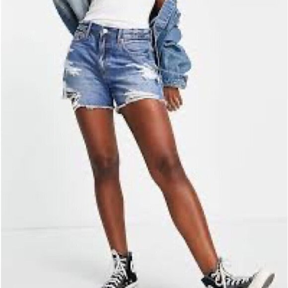 AE 90’s Boyfriend Short Size 2 High Rise Distressed Denim - Picture 1 of 7